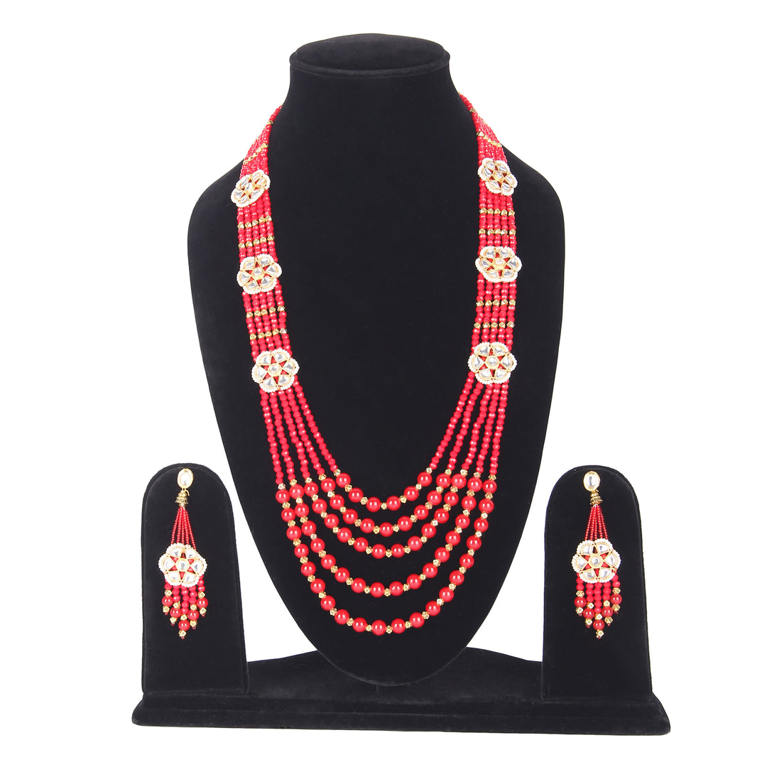 Beads Jewel Red Necklace Set