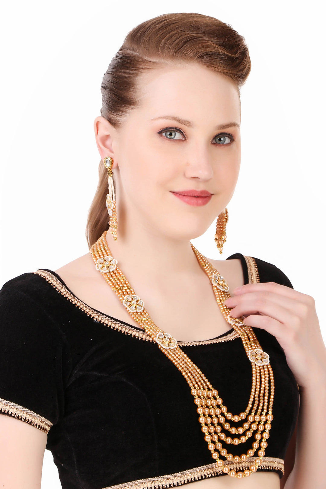 Beads Jewel Golden Necklace Set