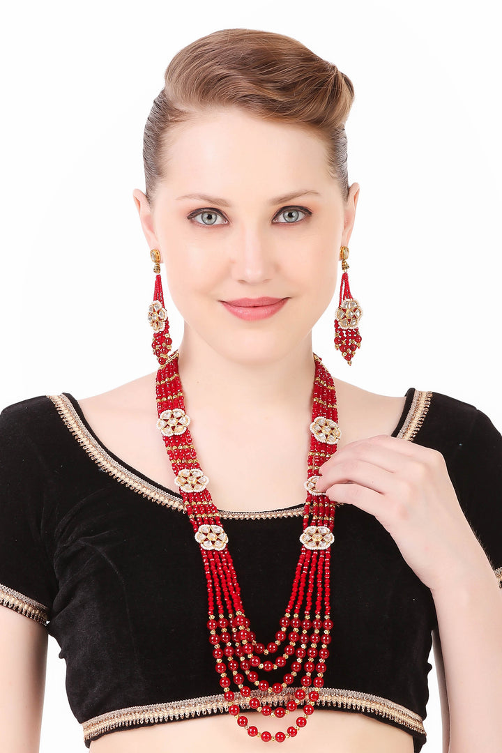 Beads Jewel Red Necklace Set