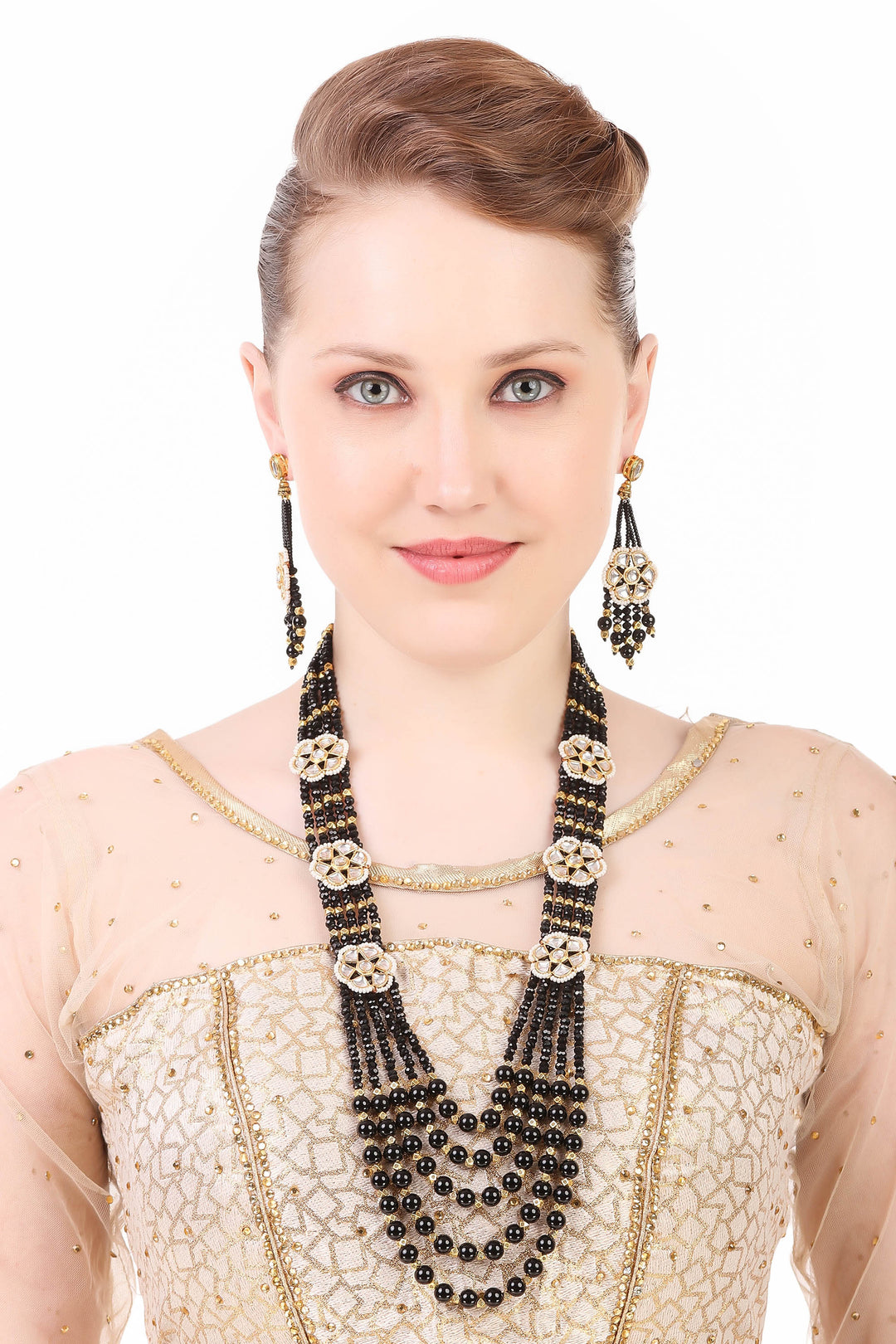 Beads Jewel Black Necklace Set