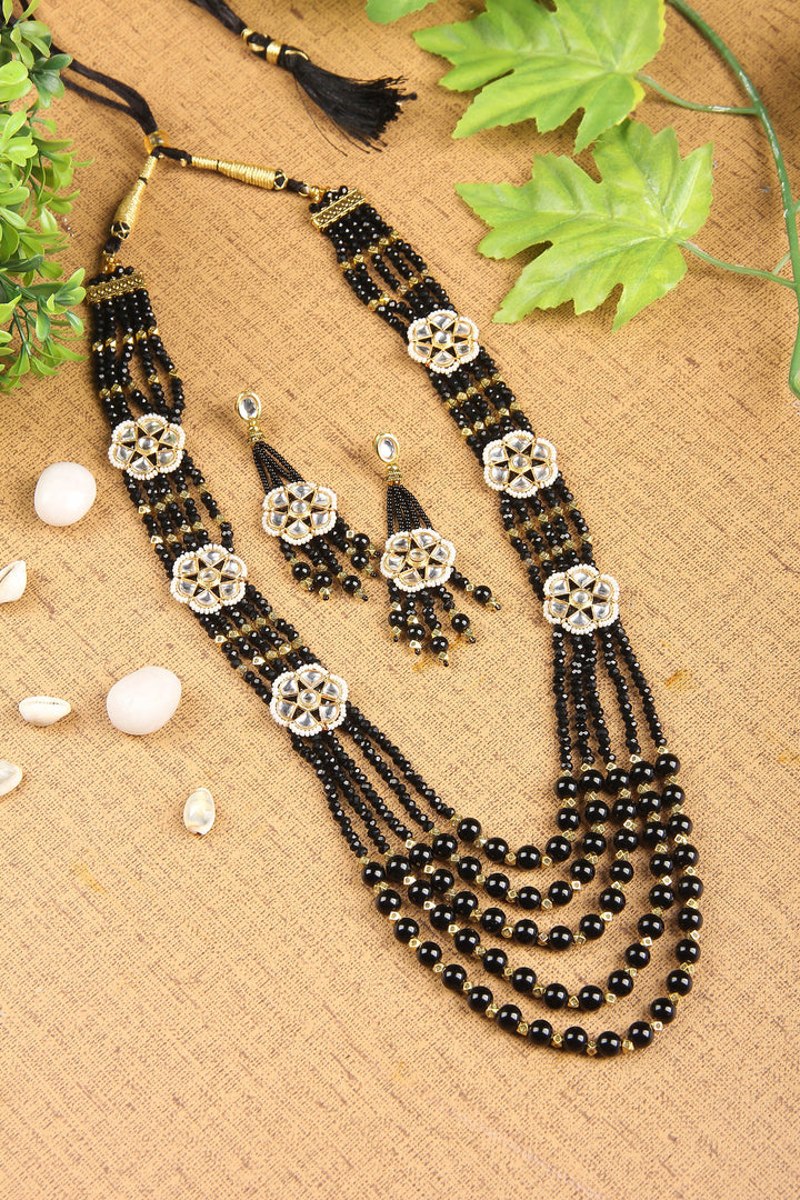 Beads Jewel Black Necklace Set