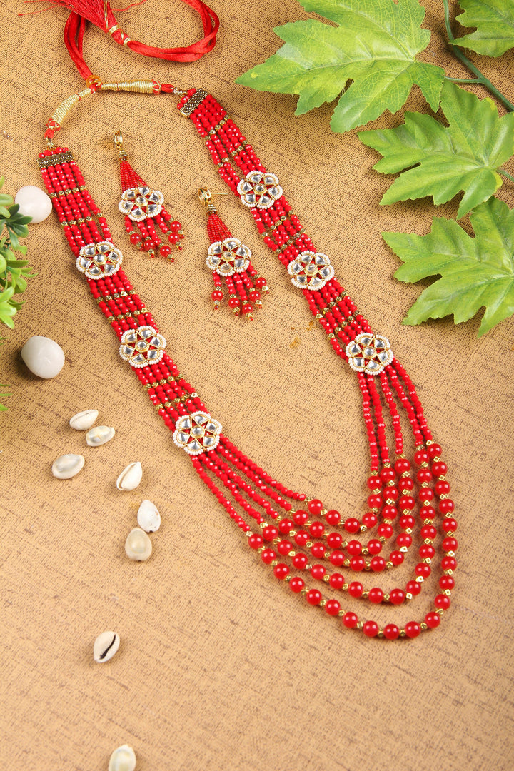 Beads Jewel Red Necklace Set